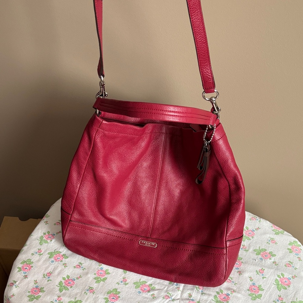 Coach Cherry Red Leather Shoulder Bag - Picture 9 of 10
